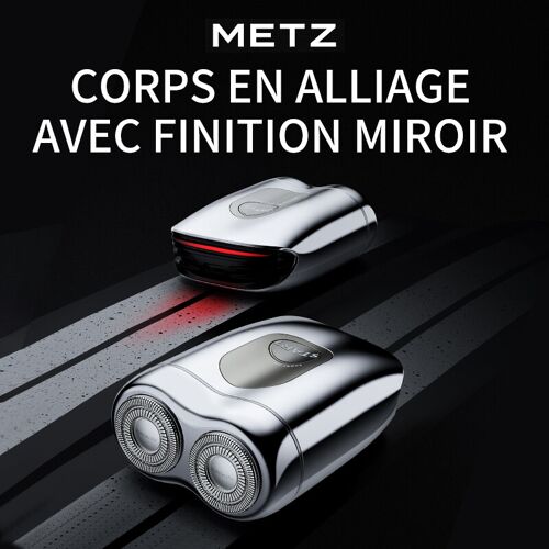 Metz Supercar Style Rasoir électrique portable pour homme - Argent irisé
