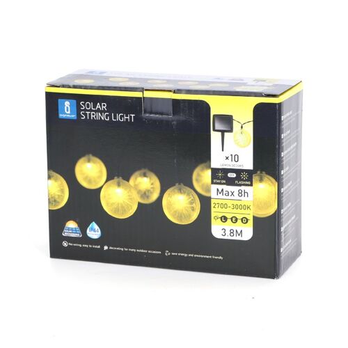 Aigostar Sunglow S10: Guirlande Lumineuse Solaire, 10-Led, Lumière Chaude, Ip44, Batterie Ni-Mh, Motif Citron
