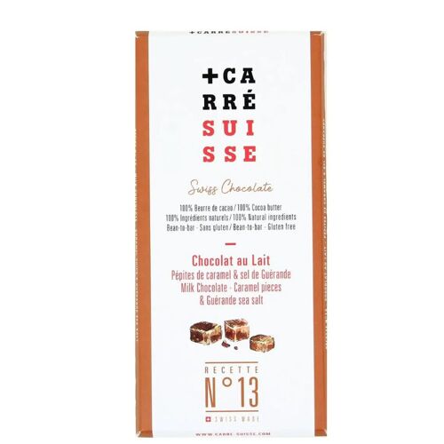 Carre Suisse N°13 Chocolat Au Lait Aux Pépites De Caramel & Sel De Guérande - 100 G