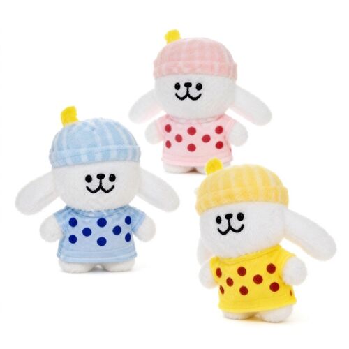 Peluche chiot en pyjama à pois 22 cm (Modèle aléatoire)