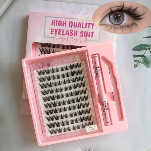 Meomagic Kit D¿Extensions De Cils Classique Avec Pinces À Épiler Et Colle, 10 Lignes - F07 