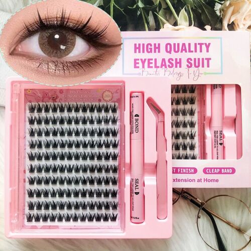 Meomagic Kit D¿Extensions De Cils Classique Avec Pinces À Épiler Et Colle, 10 Lignes - F12 