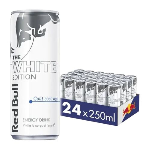 Red Bull Boisson Énergisante Goût Coco Açaí Édition Blanche - Lot De 24 X 25 Cl