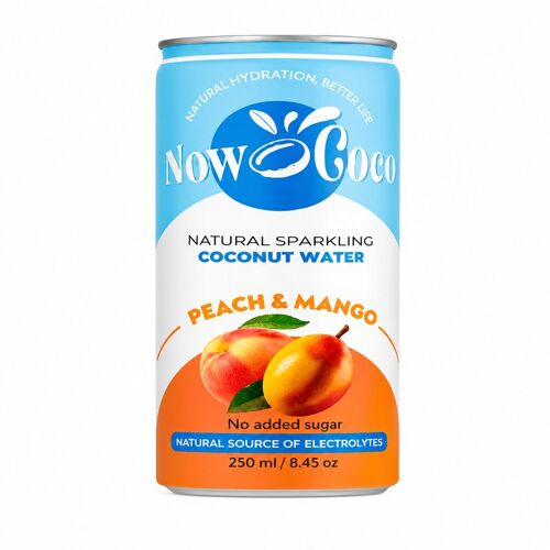 Now Coco Eau De Coco Pétillante Pêche & Mangue 250 Ml