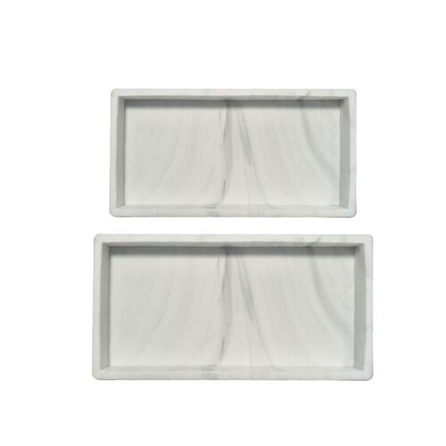 JORDAN&JUDY Lot de 2 plateaux de salle de bain en silicone (grand + petit) - Marbre blanc