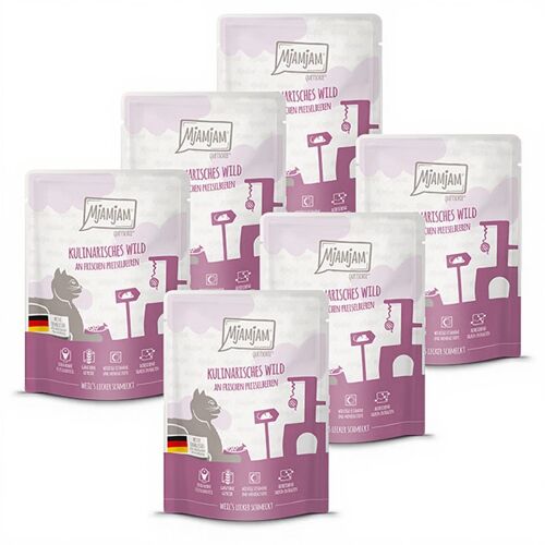 Mjamjam Quetschie Nourriture Pour Chat Saveur Gibier Et Canneberges - 6 X 300 G
