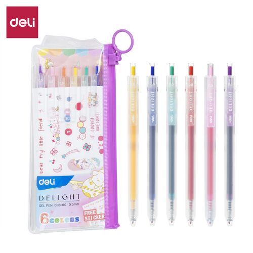 Deli Lot De 6 Stylos À Encre Gel Colorée - 0,5 Mm