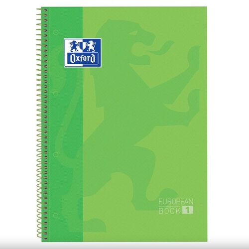 Oxford Europeanbook 1 Touch Cahier Quadrillé 5x5 À Spirale A4+ 80 Pages - Vert