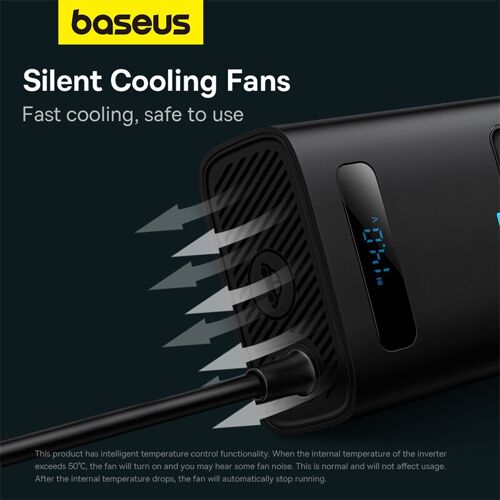 Baseus Pro Onduleur De Puissance Pour Voiture 150 W 220 V Cn/Eu - Noir