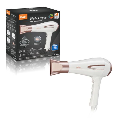 Raf Sèche-Cheveux 2200 W - Ingénierie Allemande - 3 Températures Et 2 Vitesses, Fonction Air Froid, Protection Contre La Surchauffe Et Embout Concentrateur Pour Séchage Et Coiffage Rapides