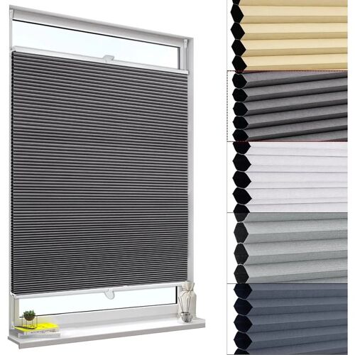 Woltu Store Plissé Nid D'abeille Sans Perçage, Occultant Thermique, Double Plissé, Fixation Par Clips, Bicolore 90x130 Cm, Gris Foncé-Blanc, Protection Solaire, Intimité Et Isolation Sonore, Pour Fenêtre Et Porte