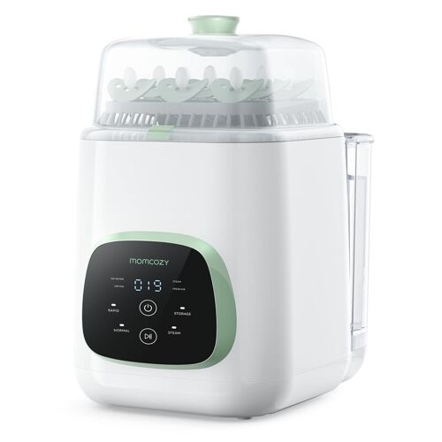 Momcozy Bs03 Laveur Et Stériliseur De Biberon Automatique Avec 60 Tablettes De Nettoyant Incluses - Blanc/Vert