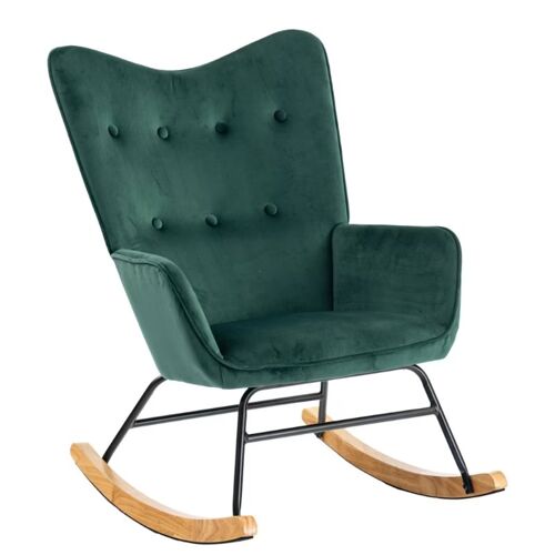 Urban Meuble Chaise à bascule en velours Vert