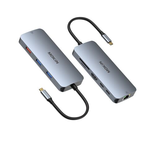Adaptateur USB-C multifonction HDMI, 2×USB 3.0, USB 3.1, 2×USB-C 3.1, SD/TF, RJ45