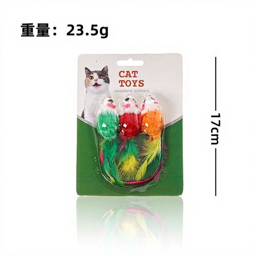Meowmagic Jouet Pour Chat Souris À Plumes - Lot De 3