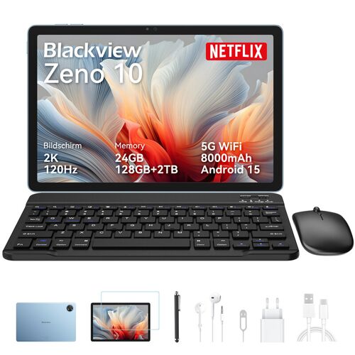Tablette Blackview Zeno 10, écran FHD 11 pouces (1920 x 1200), 5G, Android 15, Gemini AI, Unisoc T8200, 24 Go (8 + 16) de RAM + 128 Go de ROM, 8800 mAh, mode PC, Widevine L1, Face ID, 16 MP + 13 MP, GPS, OTG, tablette de jeu avec clavier et stylet