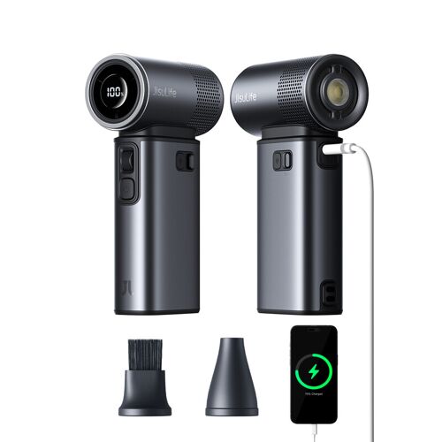 JISULIFE Ultra2 Turbo ventilateur portable à affichage LED et lampe de poche - Gris métallique