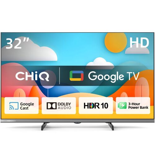 CHiQ L32M9PD TV HD Google TV HDR10/HLG, Wi-Fi 5GHz + Bluetooth 5.0, Dolby Audio, Chromecast, Design sans cadre - 32 pouces