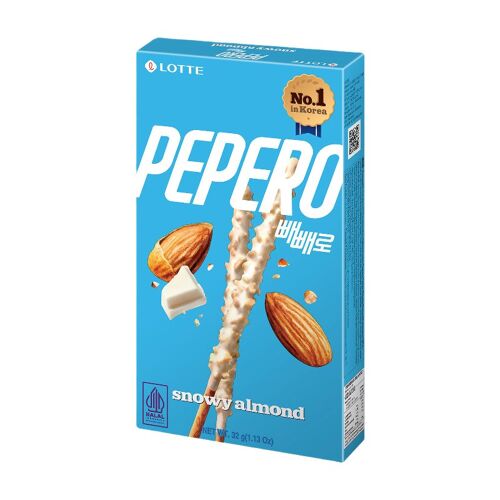 Lotte Pepero Bâtonnets De Biscuit Enrobés De Chocolat Blanc Aux Amandes - 32 G