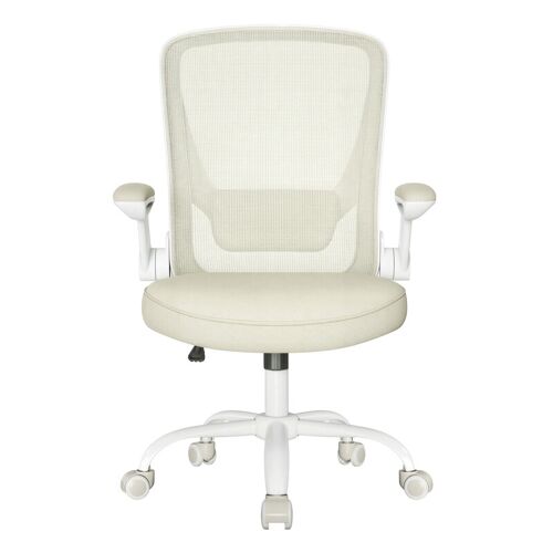 Ochama x SONGMICS Chaise de bureau ergonomique pivotante avec dossier, soutien lombaire, appuie-tête, fonction bascule et assise large de 53 cm - Beige