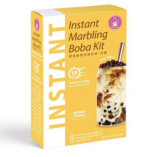 O's Bubble Kit De Préparation Pour Bubble Tea Au Sucre Brun Avec Perles De Tapioca - 4 X 60 G