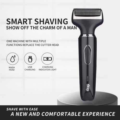 Dsp Rasoir Électrique Intelligent Pour Hommes, Rasoir Multi-Fonction Rechargeable Avec Tête Lavable, Recharge Par Usb Et Indicateur Lumineux De Charge - Outil De Rasage Et De Coiffage Confortable 