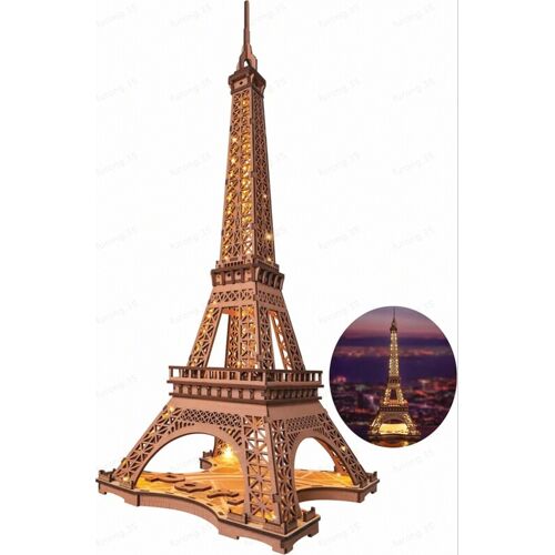 Robotime Rolife Puzzle 3D en bois Tour Eiffel Nuit - 22 x 21,3 x 53 cm - 1 pièce, décoration à la maison, décoration d¿étagère,Cadeaux artisanaux pour adultes et adolescents,Jouets éducatifs