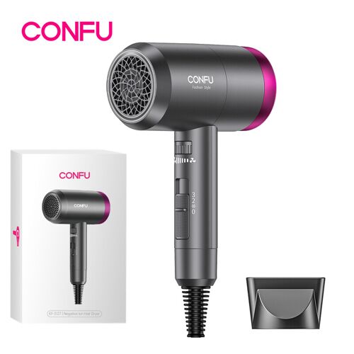 Confu 3127 Sèche-Cheveux Haute Puissance 2 W 1800 W, Entretien Des Ions Négatifs À Haute Concentration, 1 Buse - Gris