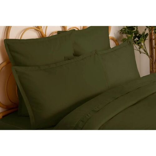 Atmosphera Housse De Couette En Coton 1 Personne Vert Kaki - 140 X 200 Cm