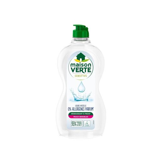 MAISON VERTE Liquide vaisselle Peaux sensibles 0% allergènes 500ml