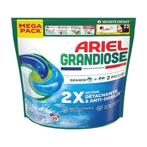 ARIEL Grandiose Capsules de lessive Fraîcheur alpine - 29 doses
