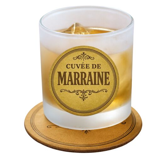 Verre Dépoli Cuvée De Marraine Avec Sous-Verre Assorti