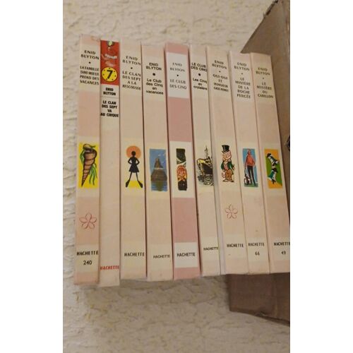 Enid Blyton Bibliothèque Rose Lot De 9 Livres : Serie Mystète (2), Le Club Des Cinq (3), Le Clan Des Sept (2), La Famille Tant Mieux Et Oui Oui.