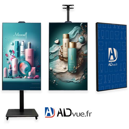ADVUE Écran Vitrine Professionnel 65 pouces Haute Luminosité 2500 Nits - Affichage Dynamique - Android Player inclus