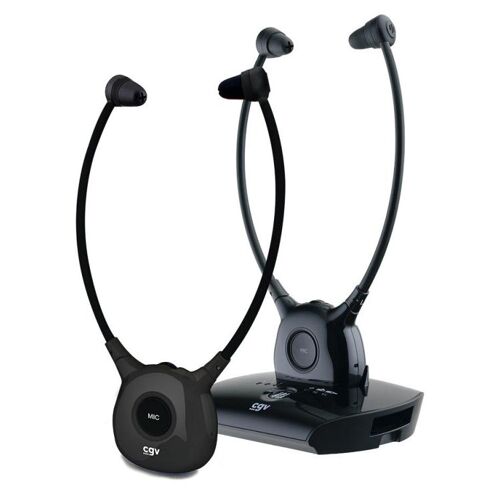 CGV 20853 casque Sans fil Minerve TV Socle de chargement Noir