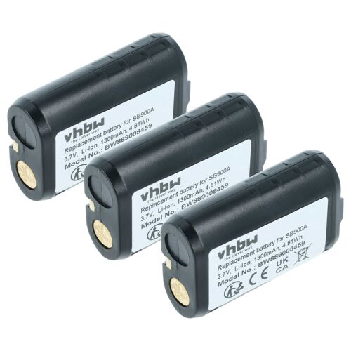 vhbw 3x Batterie remplacement pour Shure SB900A, SB900B, 95A42465, SB900 pour système de radio numérique, émetteur (1300mAh, 3,7V, Li-ion)