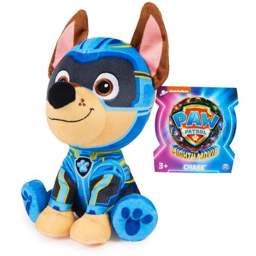 PAW Patrol : La Super Patrouille le film, Peluche Chase Super Patrouille de 17 cm, animaux en peluche haut de gamme, jouets pour garçons et filles à partir de 3 ans