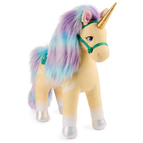 Unicorn Academy, Peluche Leaf officielle, peluche licorne Leaf, licorne en peluche, jouets licorne pour filles à partir de 1 an, jaune, 38 cm