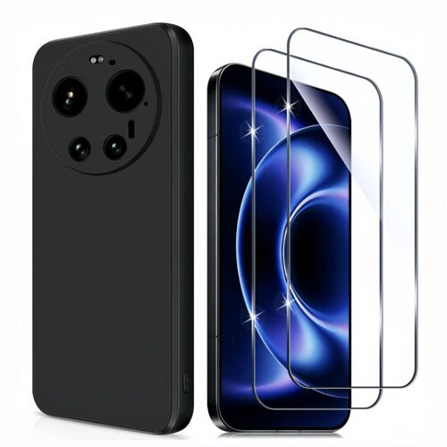 Coque Silicone NOIR Mat Pour XIAOMI 17 ULTRA - 2 verres trempés - Coque Arrière Souple en TPU Silicone - HQSELECTION