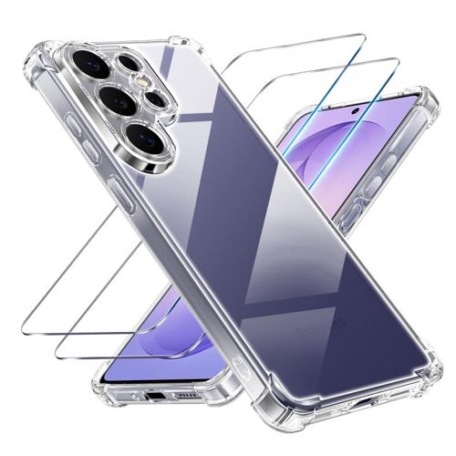 Coque pour Samsung Galaxy S26 ULTRA - 2 verres trempés - Coque Transparent en Silicone Antichoc avec Coins Renforcés - HQSELECTION