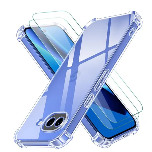 Coque pour Google Pixel 10A - 2 verres trempés - Coque Transparent en Silicone Antichoc avec Coins Renforcés - HQSELECTION