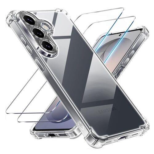 Coque pour Samsung Galaxy S26 Plus - 2 verres trempés - Coque Transparent en Silicone Antichoc avec Coins Renforcés - HQSELECTION