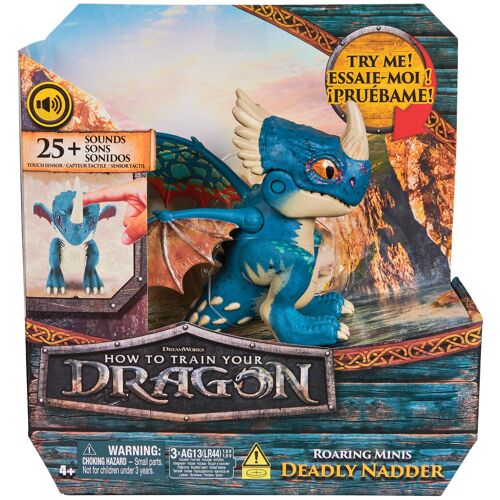 DreamWorks Dragons How to Train Your Dragon, Roaring Minis Deadly Nadder, Jouet dragon interactif avec 25 effets sonores, jouets pour filles et garçons à partir de 4 ans