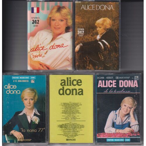 Alice Dona Lot De 5 Rares K7 Cassettes Audio Dont 2 Rare Label Tape