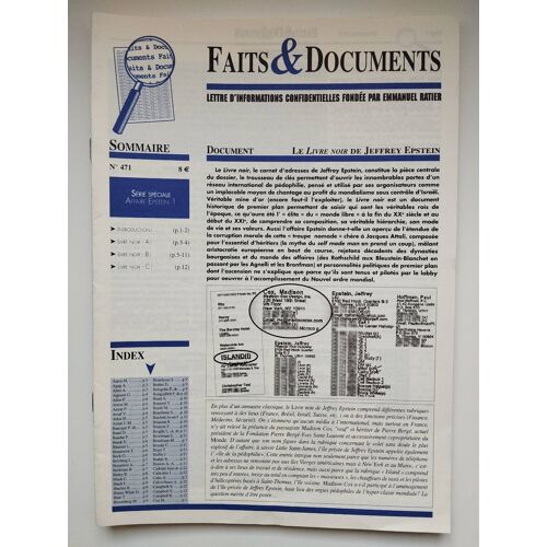 Faits & Documents [9 Numéros 2019/2020, Série Spéciale Affaire Epstein]