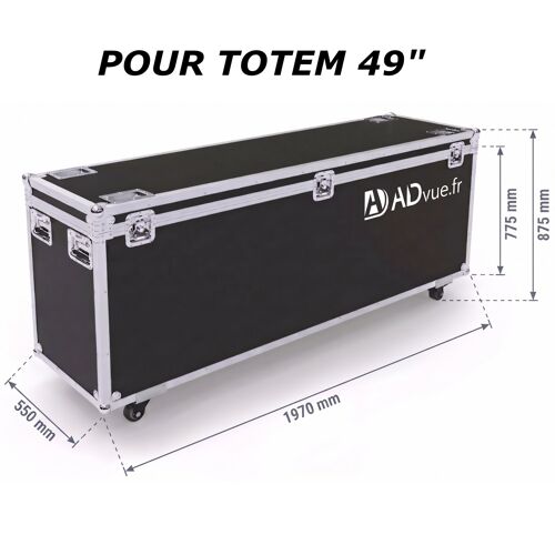 ADVUE Flight Case Professionnel Pour Totem Vidéo Numérique Écran 49 Pouces Caisse De Transport Avec Roulettes Mousse Haute Densité