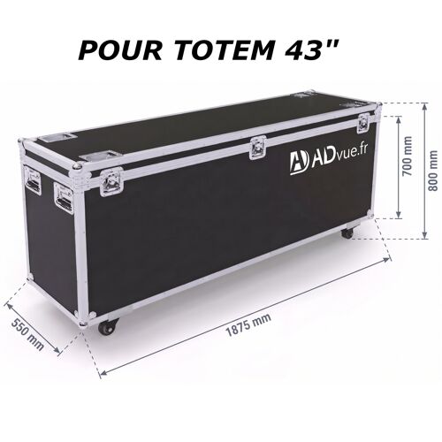 ADVUE Flight Case Professionnel Pour Totem Vidéo Numérique Écran 43 Pouces Caisse De Transport Avec Roulettes Mousse Haute Densité