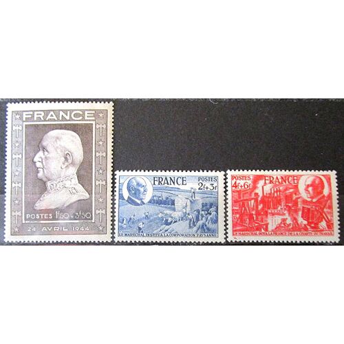 1944. Série Complète F606 À F608: 88ème Anniversaire Du Maréchal Pétain (Avec Surtaxe).