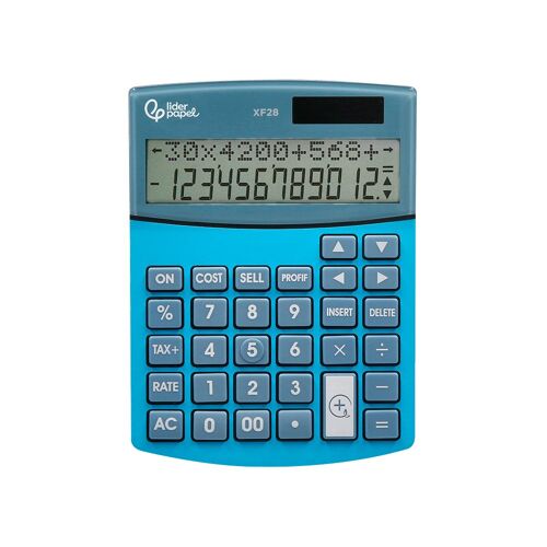 Liderpapel Calculatrice Bureau XF28 12 chiffres double ligne Ventes Marge taxes solaire et piles