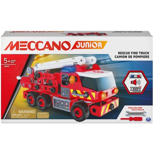 Meccano - Camion DE Pompiers Junior - Jeu de Construction avec Sons, Lumières Et Outils - Camion de Pompiers de 150 pièces - Jeu Construction avec 2 Outils - Jouet Enfant 5 Ans et +